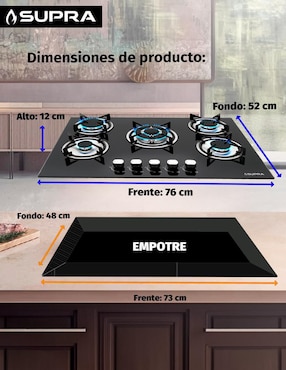 Parrilla a gas lp empotrable Supra