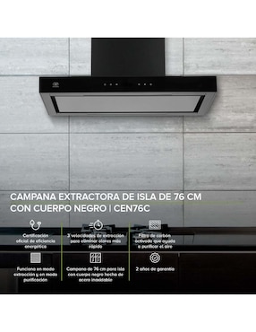 Campana de isla Avera CEN76C de acero inoxidable