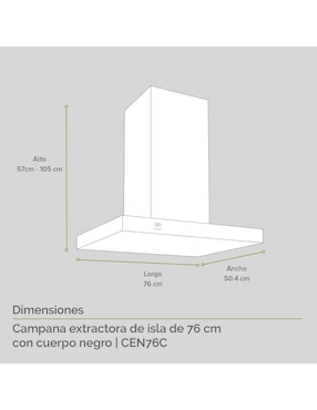 Campana de isla Avera CEN76C de acero inoxidable