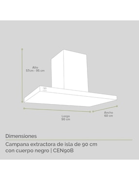 Campana de isla Avera CEN90B de acero inoxidable