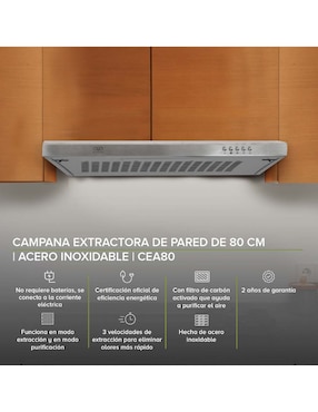 Campana de pared Avera CEA80 de acero inoxidable