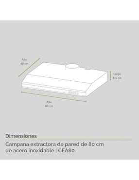 Campana de pared Avera CEA80 de acero inoxidable
