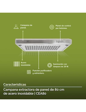 Campana de pared Avera CEA80 de acero inoxidable
