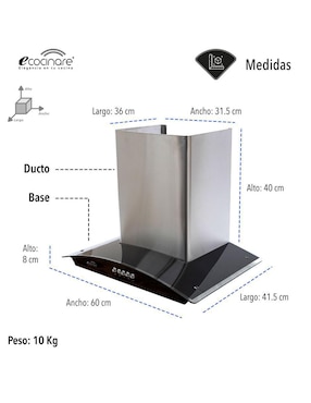 Campana de pared Ecocinare CAMP-01 de acero inoxidable