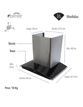 Campana de pared Ecocinare CAMP-02 de acero inoxidable