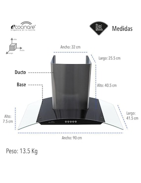 Campana de pared Ecocinare CAMP-03 de acero inoxidable