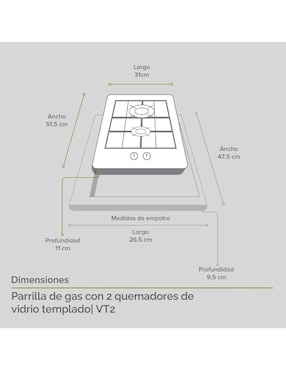 Parrilla multigas empotrable Avera