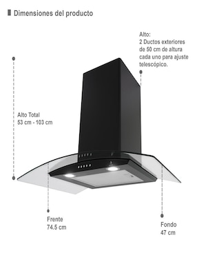 Combo campana de cocina Supra ROTWAND de cristal templado