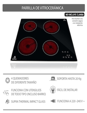 Parrilla eléctrica empotrable Supra