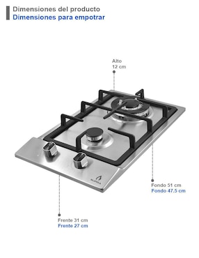 Parrilla a gas lp empotrable Supra