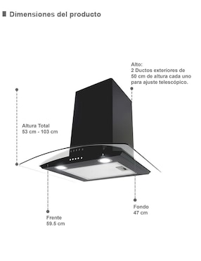Campana de pared Supra CC-90-BLACK de acero inoxidable