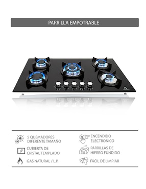 Parrilla a gas lp empotrable Supra