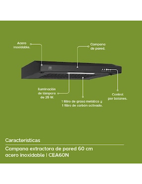 Campana de pared Avera CEA60N de acero inoxidable
