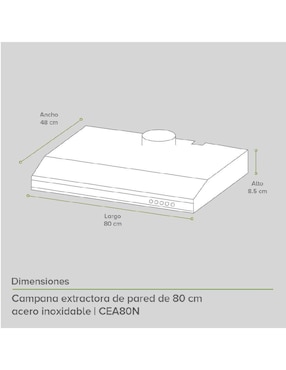 Campana de pared Avera CEA80N de acero inoxidable
