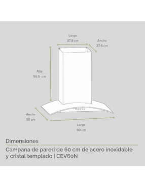 Campana de pared Avera CEV60N de acero inoxidable