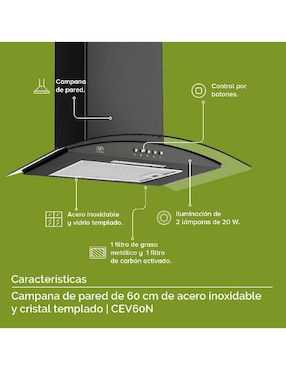 Campana de pared Avera CEV60N de acero inoxidable