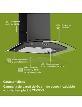 Campana de pared Avera CEV60N de acero inoxidable