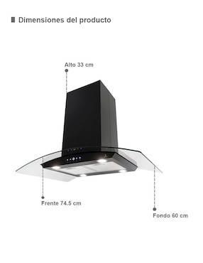 Campana de isla Supra CI-76 BLACK de acero inoxidable