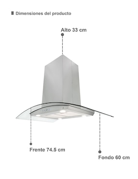 Campana de isla Supra CI-76 de acero inoxidable