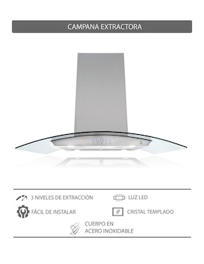 Campana de isla Supra CI-76 de acero inoxidable