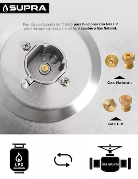 Parrilla a gas lp empotrable Supra