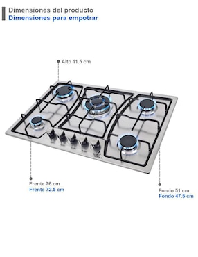 Parrilla a gas lp empotrable Supra