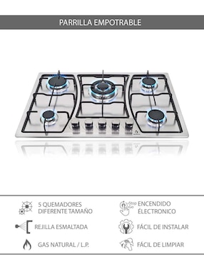 Parrilla a gas lp empotrable Supra