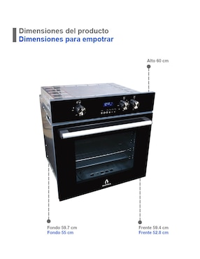 Horno a gas/eléctrico Supra Dark Vortex capacidad 2.4 pies