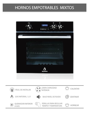 Horno a gas/eléctrico Supra Dark Vortex capacidad 2.4 pies