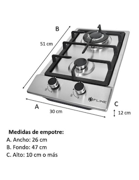 Parrilla a gas lp empotrable Fline