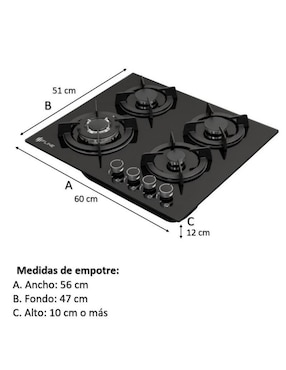 Parrilla a gas lp empotrable Fline