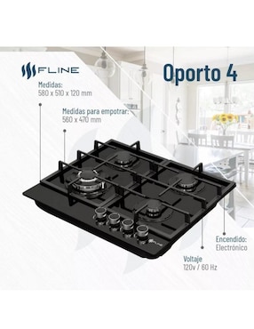 Parrilla a gas lp empotrable Fline