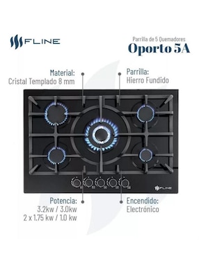 Parrilla a gas lp empotrable Fline