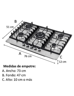 Parrilla a gas lp empotrable Fline