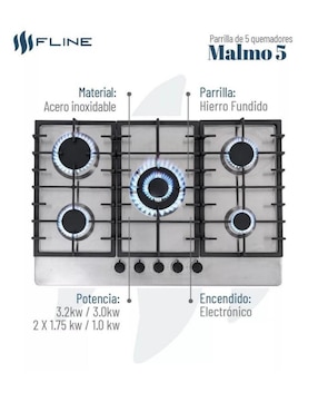 Parrilla a gas lp empotrable Fline