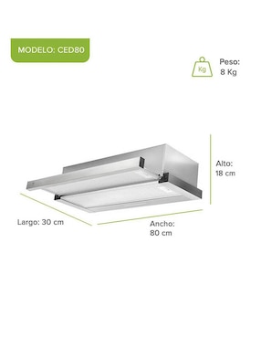 Campana de pared Avera CED80 de acero inoxidable