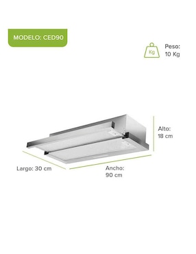 Campana de pared Avera CED90 de acero inoxidable