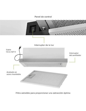 Campana de pared Avera CED90 de acero inoxidable