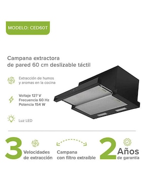 Campana de pared Avera CED60T de acero inoxidable