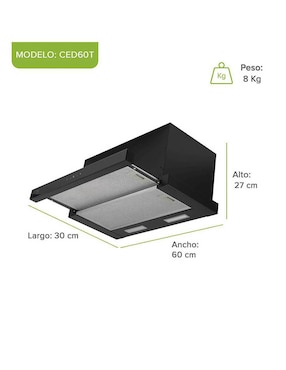Campana de pared Avera CED60T de acero inoxidable