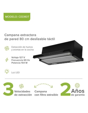 Campana de pared Avera CED80T de acero inoxidable