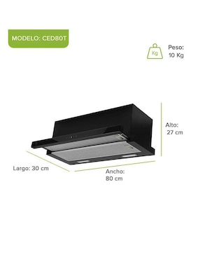 Campana de pared Avera CED80T de acero inoxidable