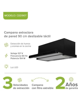 Campana de pared Avera CED90T de acero inoxidable