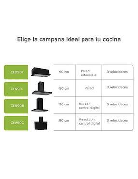 Campana de pared Avera CED90T de acero inoxidable