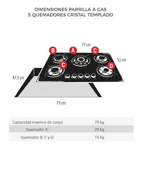 Parrilla a gas lp empotrable Disa Home