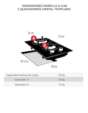 Parrilla a gas lp empotrable Disa Home