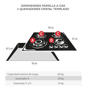 Parrilla a gas lp empotrable Disa Home
