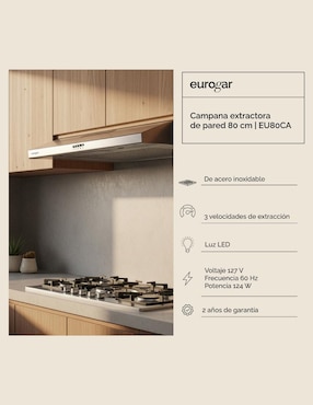Campana de pared Eurogar EU80CA de acero inoxidable