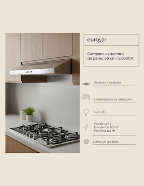 Campana de pared Eurogar EU60CA de acero inoxidable