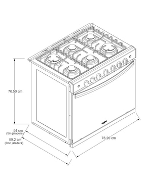 Estufa empotrable a Gas LP Whirlpool 76 cm WER2000B de 6 quemadores